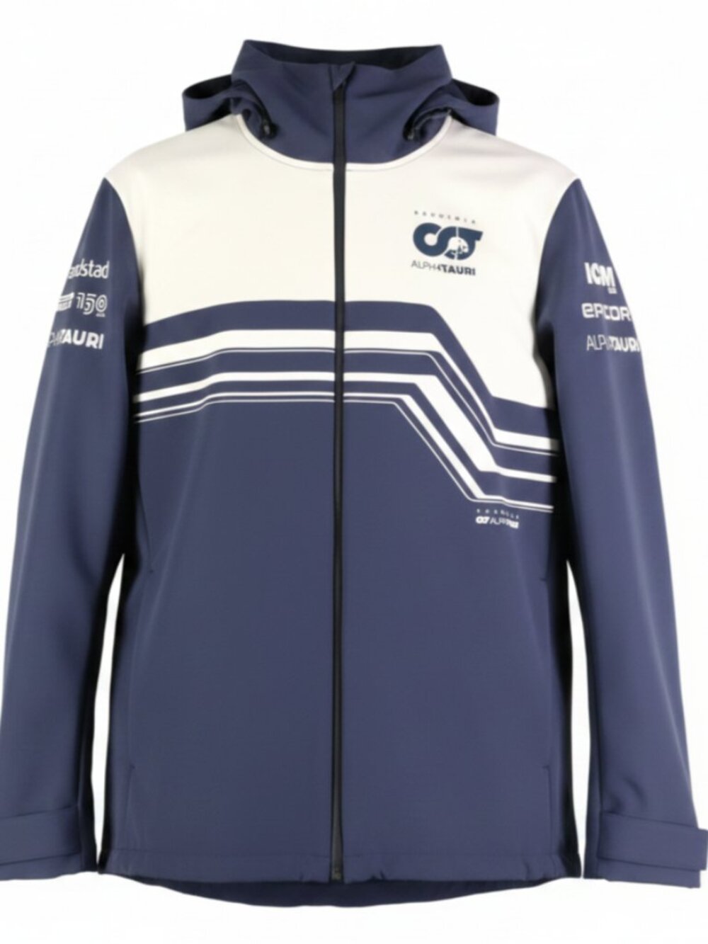 Alpha Tauri Jacket Mens Large Blue White Scuderia Full Zip Softshell Hooded F1